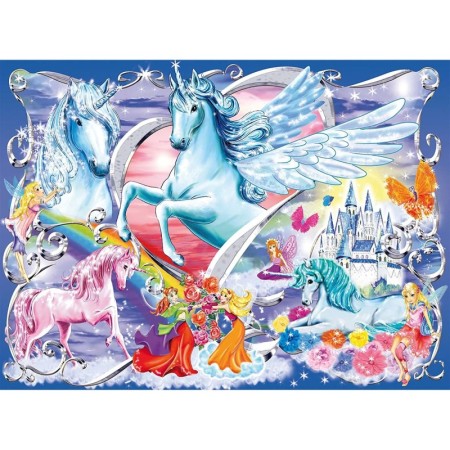 Puzzle unicorni cu sclipici 100 piese starline cu sclipici